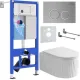Унитаз подвесной Roxen Royal Matt в комплекте с инсталляцией StounFix Dual Fresh 6 в 1 968246 кнопка: хром - матовый