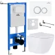 Унитаз подвесной Roxen Antares в комплекте с инсталляцией StounFix Dual Fresh 6 в 1 501057 кнопка: белый глянец