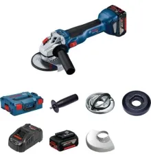 Угловая шлифмашина Bosch GWS 18V-10 Professional 06019J4004 с 2-мя АКБ, кейс