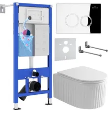 Унитаз подвесной Roxen Royal Matt в комплекте с инсталляцией StounFix Dual Fresh 6 в 1 968245 кнопка: хром глянцевый