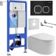 Унитаз подвесной Roxen Royal Matt в комплекте с инсталляцией StounFix Dual Fresh 6 в 1 968267 кнопка: черный