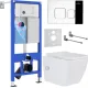 Унитаз подвесной Roxen Cube Bidet One Rimless 6 в 1 StounFix Dual Fresh 552245 кнопка: хром