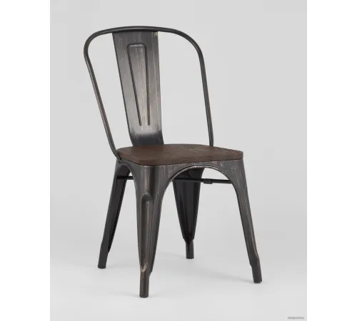 Стул Stool Group Tolix wood черный патина золото