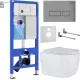 Унитаз подвесной Roxen Porto One Rimless 6 в 1 StounFix Dual Fresh 607036 кнопка: матовая
