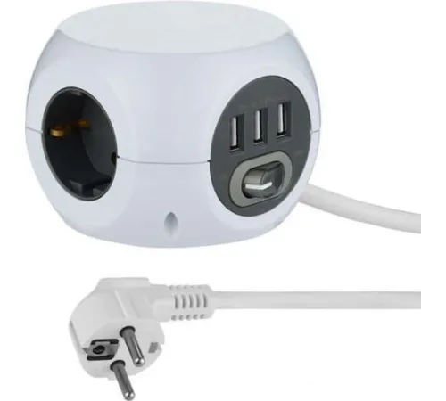 Сетевой фильтр Electraline 62078 1.5 м, черный