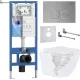 Унитаз подвесной Roxen Antares Tornado Long в комплекте с инсталляцией StounFix Dual Fresh 6 в 1 868427 кнопка: хром матовый матовая
