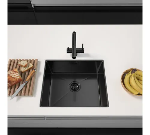 Кухонная мойка ARFEKA ECO AR 550*450 BLACK PVD NANO DECOR VOLCANIC ROCK