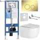 Унитаз подвесной Roxen Vortex Tornado в комплекте с инсталляцией StounFix Dual Fresh 6 в 1 868476 кнопка: золото глянцевая