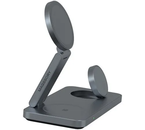 Беспроводное зарядное Magssory Yoga 3 в 1 Charging Station для Apple Qi2 WCH016m темно-серый