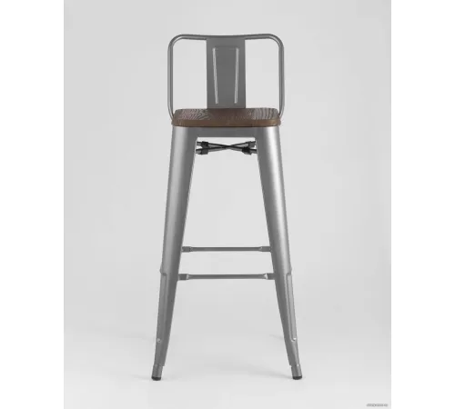 Стул Stool Group Tolix со спинкой YD-H765E-W YG-15 серебристый матовый/темное дерево
