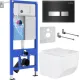 Унитаз подвесной Roxen Boro One Rimless 6 в 1 StounFix Dual Fresh 649644 чёрное стекло