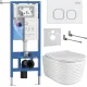 Унитаз подвесной Roxen Vine Tornado в комплекте с инсталляцией StounFix Dual Fresh 6 в 1 979014 кнопка: белый глянцевый