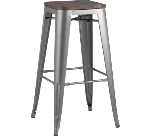 Табурет Stool Group TOLIX WOOD барный серебристый матовый