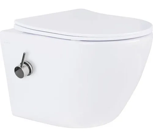 Унитаз подвесной Roxen Antares Bidet в комплекте с инсталляцией StounFix Dual Fresh 6 в 1 868619 кнопка: оружейная сталь матовая