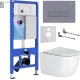 Унитаз подвесной Roxen Vortex в комплекте с инсталляцией StounFix Dual Fresh 6 в 1 966868 кнопка: серый гранит