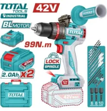 Ударная дрель-шуруповерт Total TIDLI429982 с 2-мя АКБ, кейс