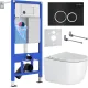 Унитаз подвесной Roxen Vortex Tornado в комплекте с инсталляцией StounFix Dual Fresh 6 в 1 964295 кнопка: черный матовый