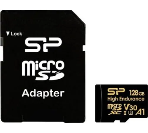 Карта памяти Silicon-Power Golden Series High Endurance microSDXC SP128GBSTXDV3V1HSP 128GB с адаптером
