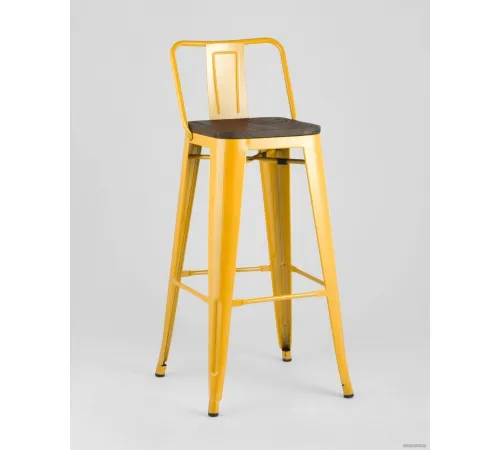 Стул Stool Group Tolix со спинкой YD-H765E-W LG-06 желтый глянцевый/темное дерево