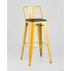 Стул Stool Group Tolix со спинкой YD-H765E-W LG-06 желтый глянцевый/темное дерево