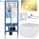 Унитаз подвесной Roxen Porto в комплекте с инсталляцией StounFix Dual Fresh 6 в 1 868474 кнопка: золото глянцевая