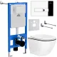 Унитаз подвесной Roxen Antares Black в комплекте с инсталляцией StounFix Dual Fresh 6 в 1 964772 кнопка: хром глянец