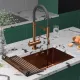 Кухонная мойка Roxen Uno 560210-54BR-GR бронза/текстурная PVD покрытие с ролл-матом и дозатором