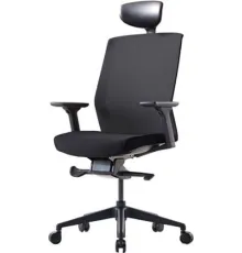 Офисное кресло Bestuhl J1 Black Pl с подголовником и подлокотником черная сетка/черная ткань