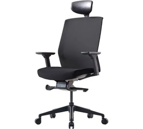 Офисное кресло Bestuhl J1 Black Pl с подголовником и подлокотником черная сетка/черная ткань