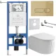 Унитаз подвесной Roxen Royal Matt в комплекте с инсталляцией StounFix Dual Fresh 6 в 1 968227 кнопка: брашированное золото