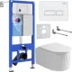 Унитаз подвесной Roxen Royal Matt в комплекте с инсталляцией StounFix Dual Fresh 6 в 1 968203 кнопка: белый
