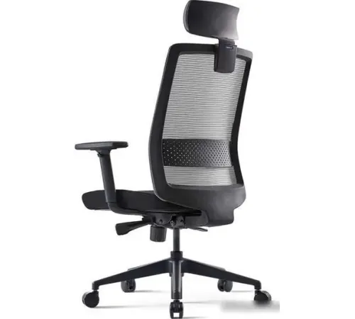 Офисное кресло Bestuhl S30 Black Pl с подголовником и подлокотником черная сетка/серая ткань