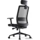 Офисное кресло Bestuhl S30 Black Pl с подголовником и подлокотником черная сетка/серая ткань