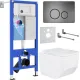 Унитаз подвесной Roxen Boro One Rimless 6 в 1 StounFix Dual Fresh 632475 оружейная сталь/металл