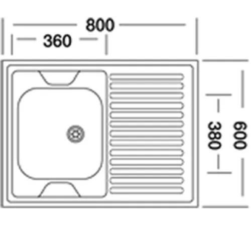 Кухонная мойка  Kromevye EC 220 D чаша слева
