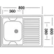 Кухонная мойка  Kromevye EC 220 D чаша слева