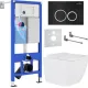 Унитаз подвесной Roxen Cube One Rimless 6 в 1 StounFix Dual Fresh 506802 кнопка: черный матовый