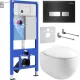 Унитаз подвесной Roxen Egg в комплекте с инсталляцией StounFix Dual Fresh 6 в 1 964256 кнопка: черное стекло