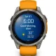 Умные часы Garmin Fenix 8 Sapphire, Titanium 47мм светло-серый, оранжевый силиконовый ремешок