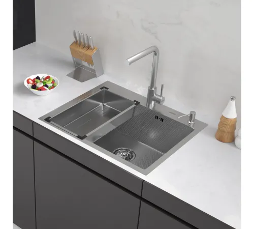 Кухонная мойка ARFEKA Eco AR мойка 600*500, коландер G, дозатор Satin Decor