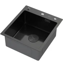 Кухонная мойка ARFEKA ECO AR 450*500 POP-UP BLACK PVD NANO DECOR MILLET GRAINS