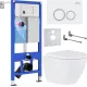 Унитаз подвесной Roxen Antares в комплекте с инсталляцией StounFix Dual Fresh 6 в 1 501501 кнопка: белый глянец