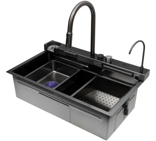 Кухонная мойка ARFEKA Sensor ECO AR 750*450 Black PVD Nano Decor