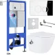 Унитаз подвесной Roxen Antares Bidet в комплекте с инсталляцией StounFix Dual Fresh 6 в 1 926249 кнопка: хром глянец