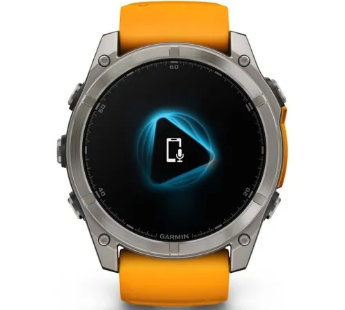 Умные часы Garmin Fenix 8 Sapphire 51мм титановый, оранжевый силиконовый ремешок