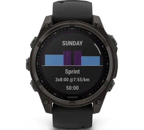 Умные часы Garmin Fenix 8 Solar, Sapphire 47мм титановый угольно-серый DLC с черным ремешком