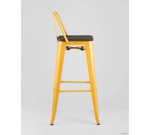 Стул Stool Group Tolix со спинкой YD-H765E-W LG-06 желтый глянцевый/темное дерево