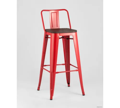 Стул Stool Group TOLIX WOOD со спинкой барный красный глянцевый