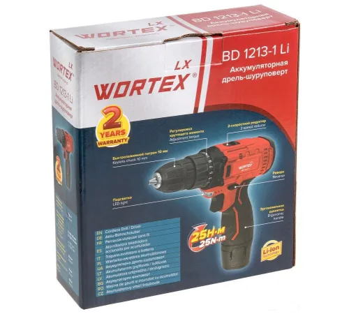 Дрель-шуруповерт Wortex LX BD 1213-1 Li 1329350 с 1-им АКБ