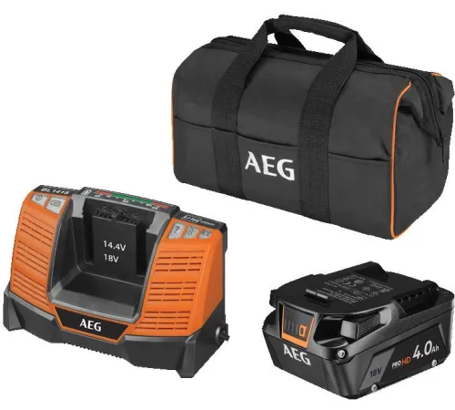 Аккумулятор с зарядным устройством AEG Powertools SEТL1840SHD 4935478944 18В/4 Ah + 18В, сумка